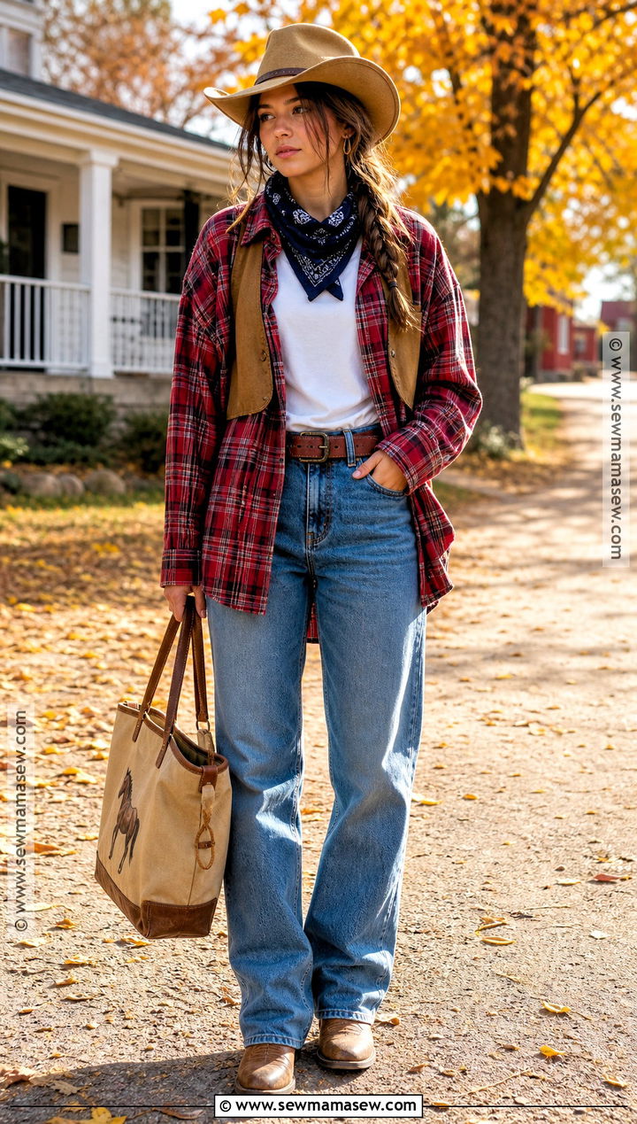 Flannel Shirt Cowgirl Costume - 30 easy cowgirl costume ideas