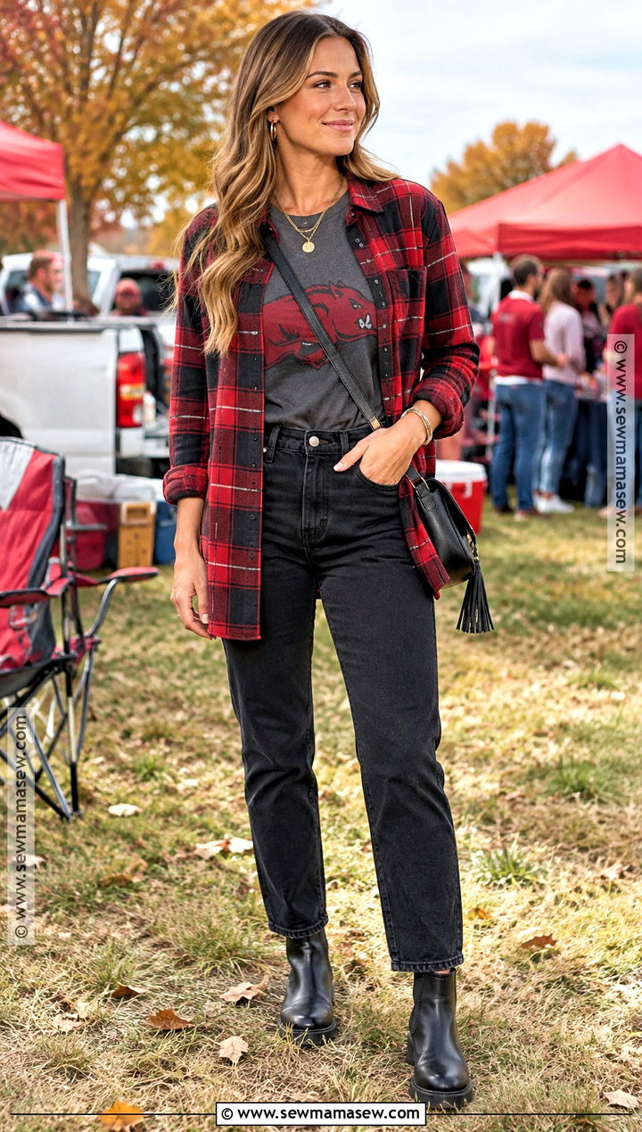 Flannel Shirt Fall Game Day Outfit - 25 Fall Game Day Outfit Ideas