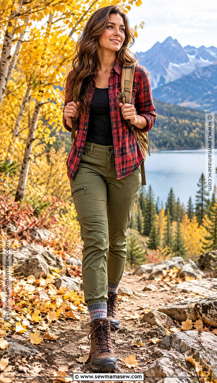 Flannel Shirt Fall Hiking Outfit - 25 fall hiking outfits for women