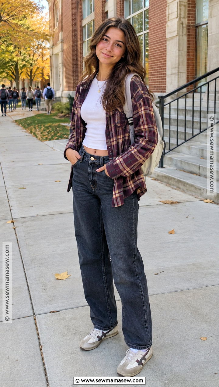 Flannel Shirt Fall School Outfit - 20 school outfits for fall