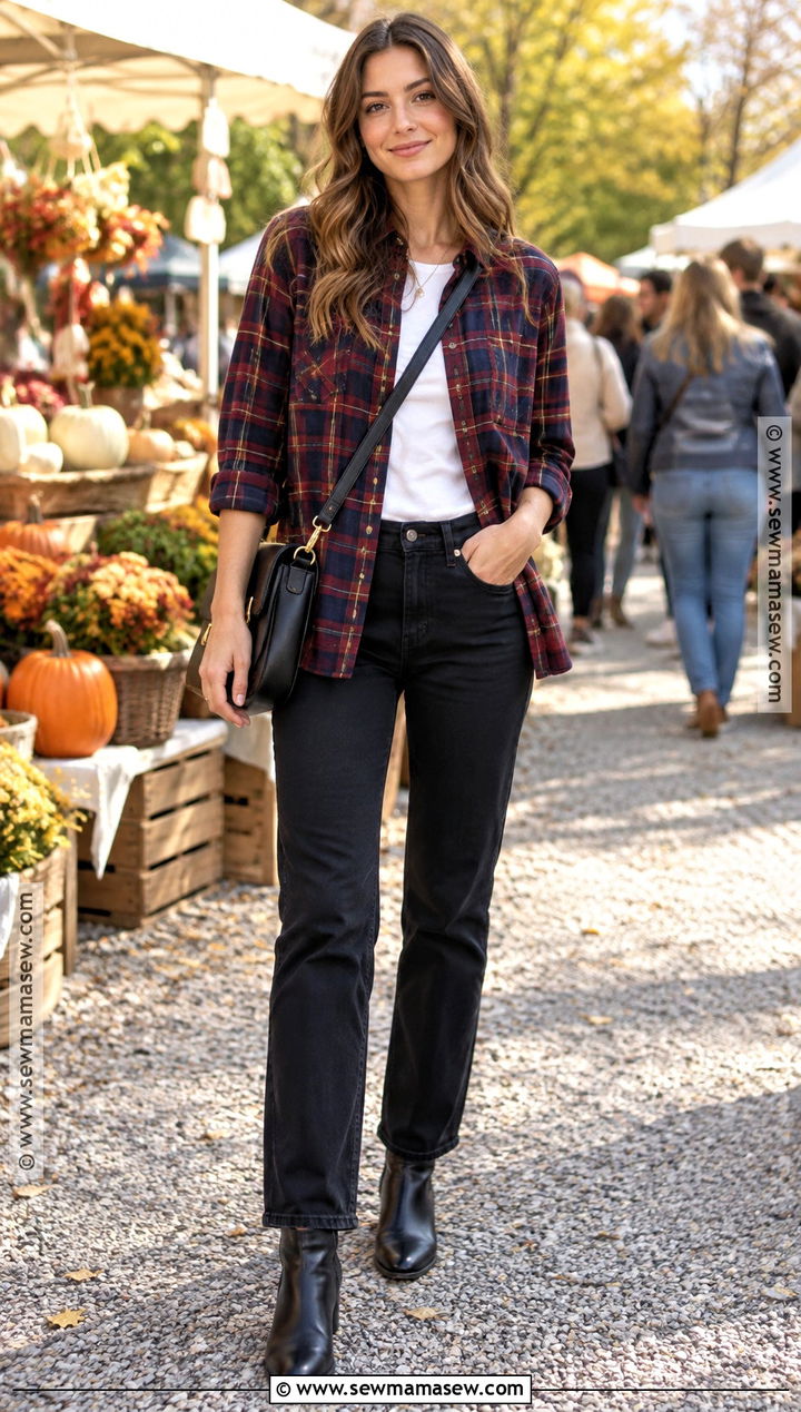 Flannel Shirt With Black Jeans Outfit - 30 fall clothes