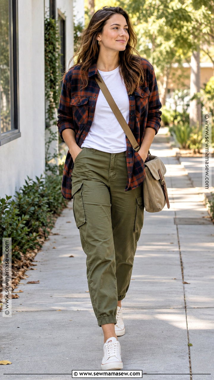 Flannel Shirt With Cargo Pants - 20 Fall Shirt Outfits
