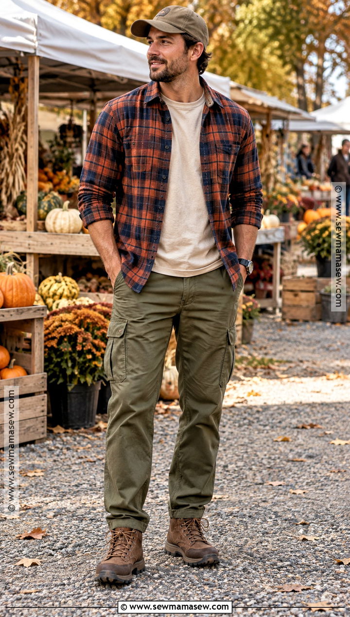 Flannel Shirt With Cargo Pants Fall Outfit - 15 fall 2026 outfits for men
