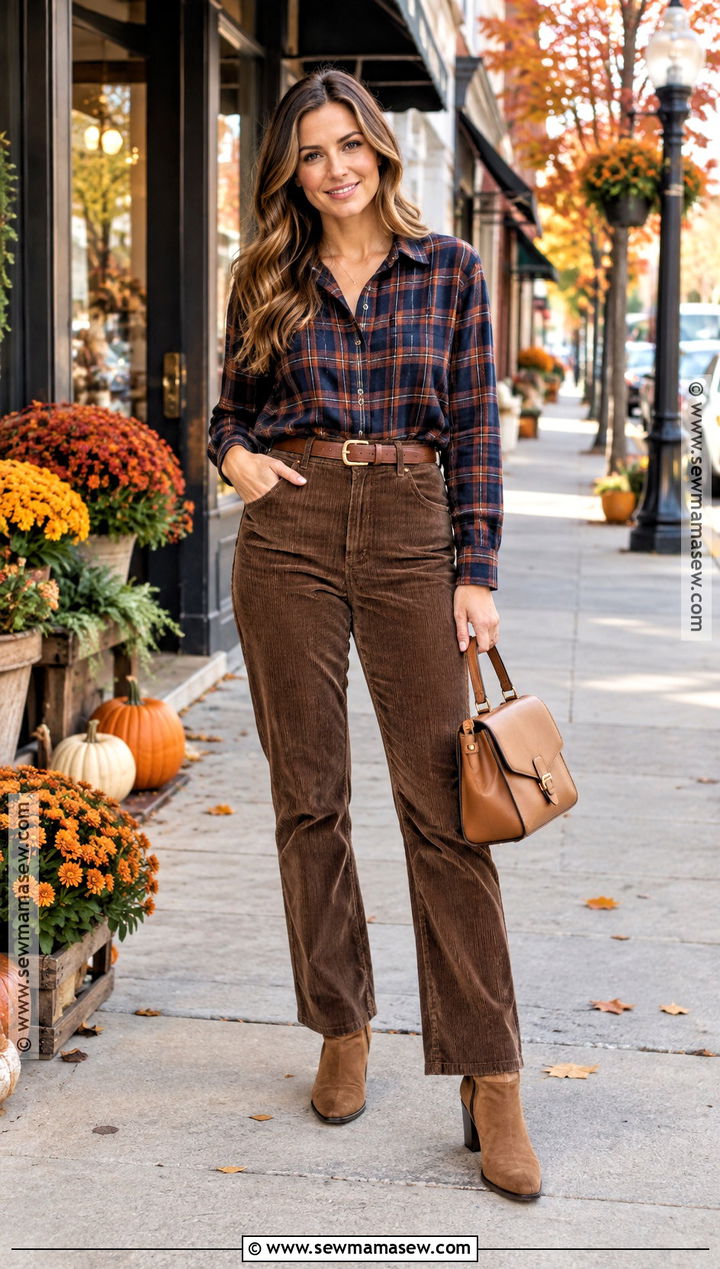 Flannel Shirt With Corduroy Pants - 15 Fall Outfits 2026 Flannel