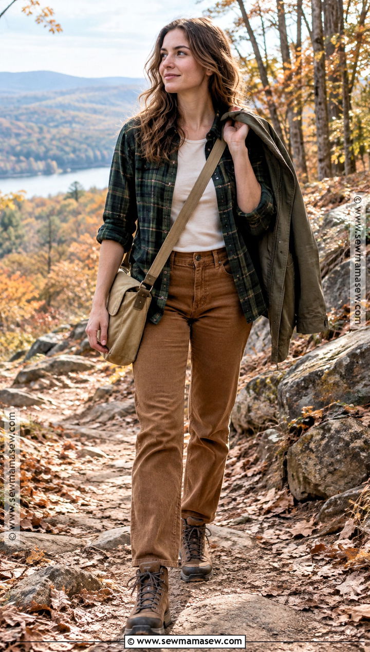 Flannel Shirt With Corduroy Pants And Hiking Boots - 15 Fall Fashion Flannel Ideas