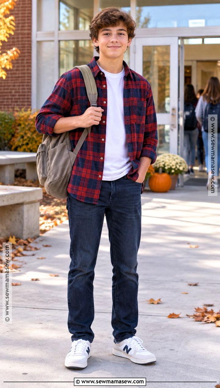 Flannel Shirt With Plain T Shirt - 15 back to school shirts for boys