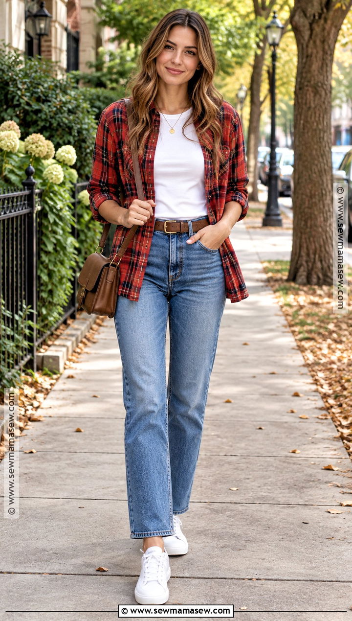 Flannel Shirt With Straight Leg Jeans - 15 Fall Outfits 2026 Flannel