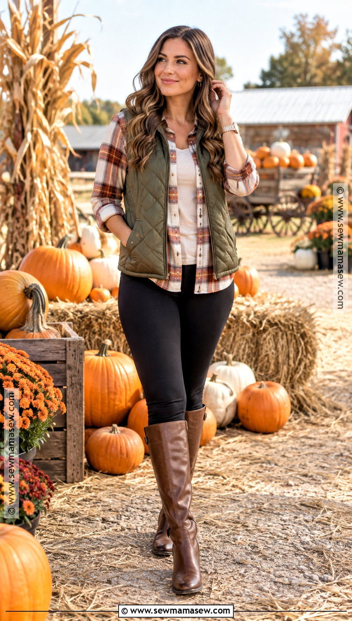 Flannel Shirt and Black Leggings Fall Photoshoot Outfit - 25 Fall Photoshoot Outfits