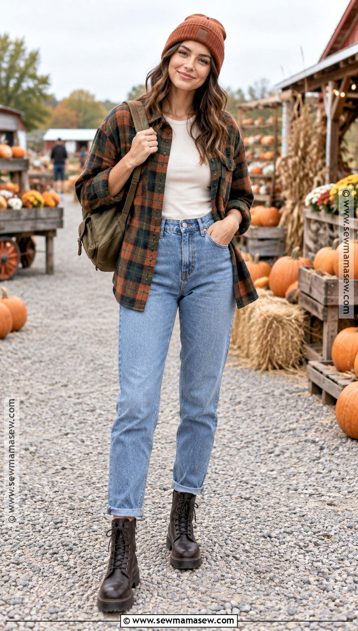 Flannel Shirt and Mom Jeans Pumpkin Patch Fit - 25 pumpkin patch fits