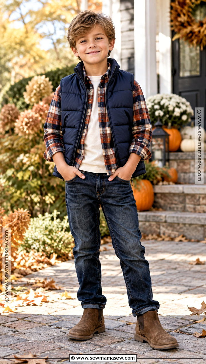 Flannel Thanksgiving Shirt With Jeans And Boots - 20 kids thanksgiving outfits