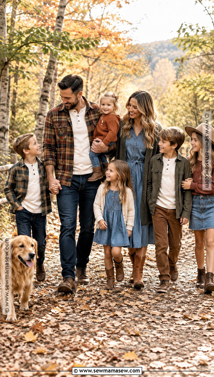 Flannel and Denim Large Family Fall Picture Outfits - 15 large family picture outfits for fall