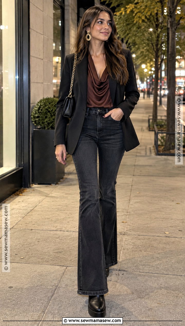 Flare Jeans Fall Night Outfit - 20 night outfits fall