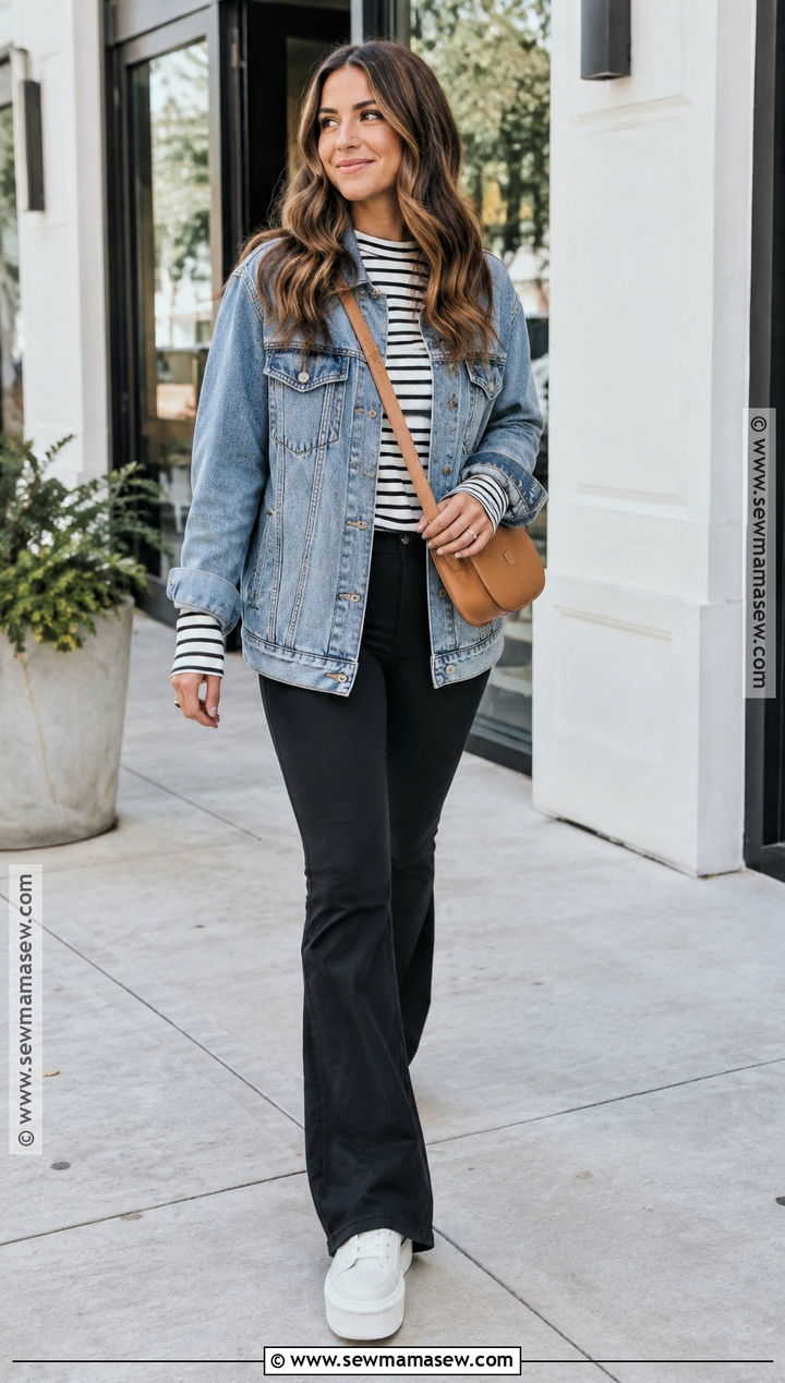Flare Leggings And Denim Jacket - 25 flare leggings outfit fall