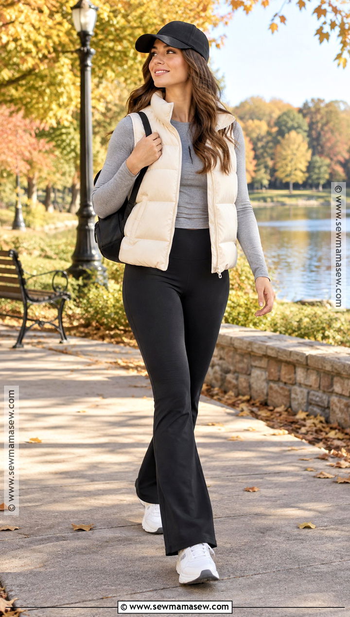 Flare Leggings And Puffer Vest - 25 flare leggings outfit fall