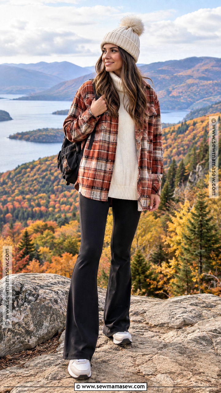 Flare Leggings And Shacket Fall Road Trip Outfit - 20 road trip outfit fall ideas