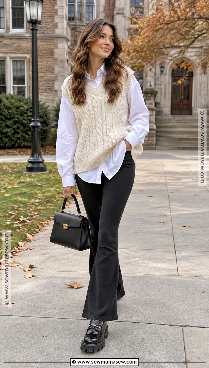 Flare Leggings And Sweater Vest - 25 flare leggings outfit fall