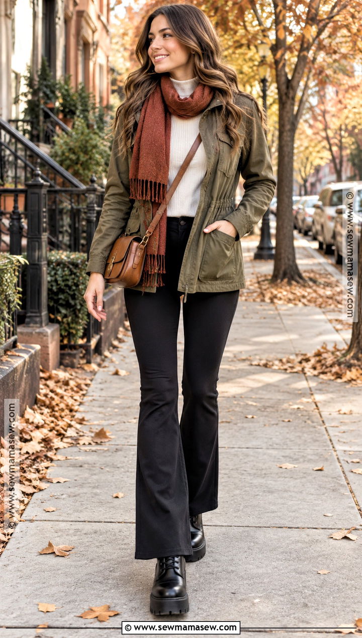 Flare Leggings And Utility Jacket - 25 flare leggings outfit fall