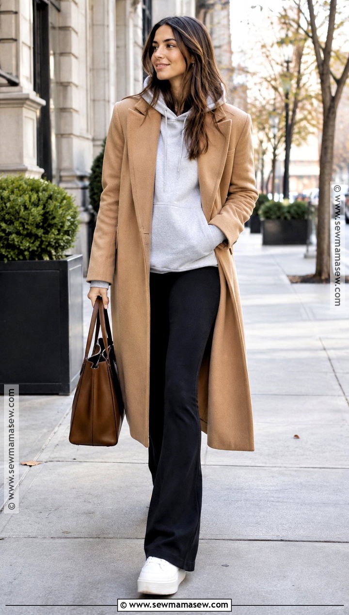 Flare Leggings And Wool Coat - 25 flare leggings outfit fall