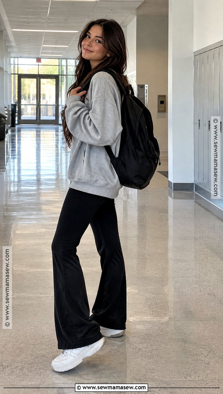 Flare Pants With Oversized Sweatshirt and Sneakers - 15 pants for back to school