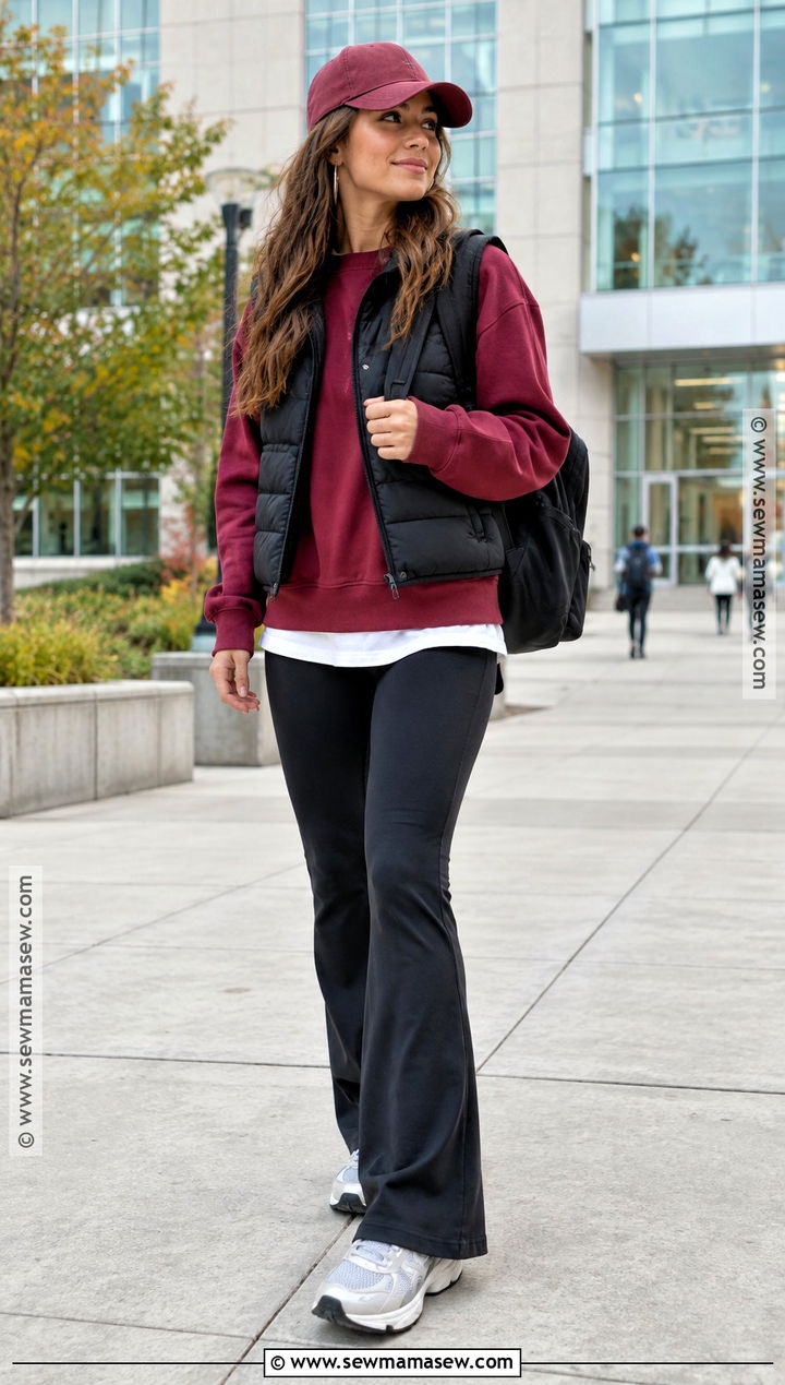 Flared Leggings And Oversized Sweatshirt Outfit - 15 Back To School Fashion Trends 2026