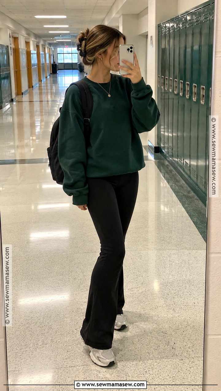 Flared Leggings And Oversized Sweatshirt School Outfit - 15 high school back to school outfits 2026