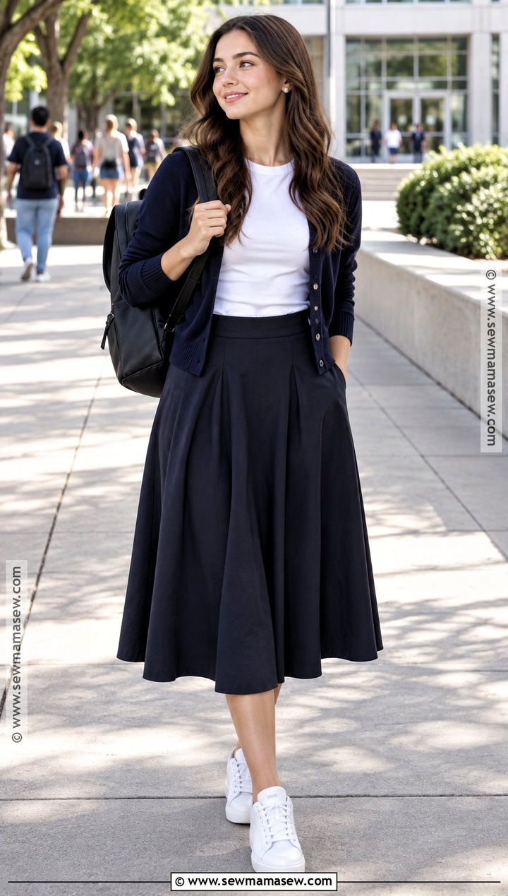 Flared Skirt And Cardigan Back To School Outfit - 20 Back To School Outfits Shein Codes