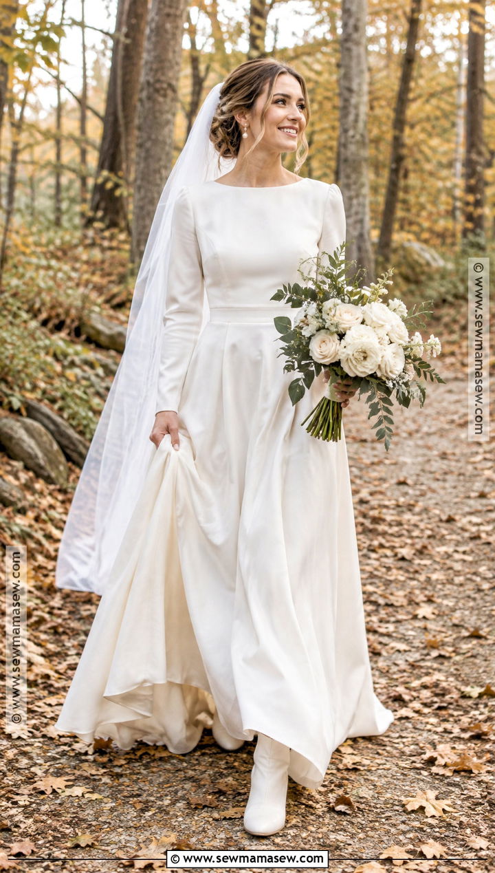 Flat Bridal Boots With Long Sleeve Wedding Dress - 15 fall wedding boots for bride