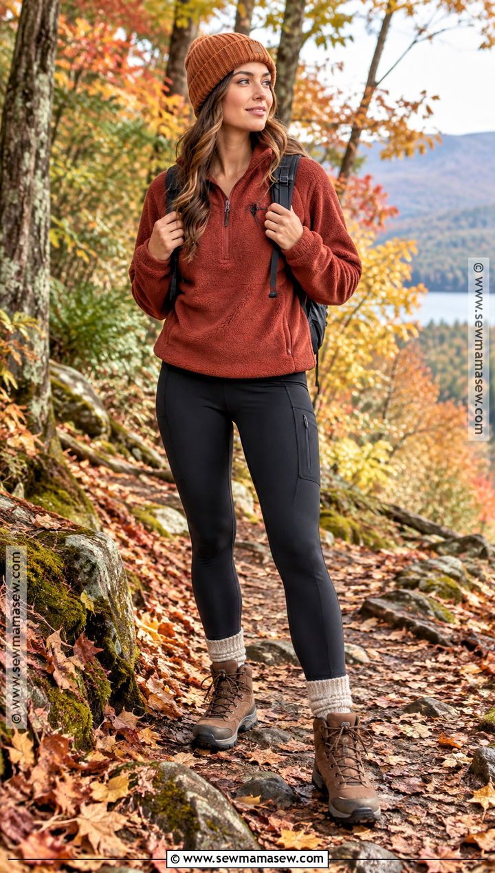 Fleece And Leggings Hiking Outfit - 20 Hiking Outfit Autumn Ideas for Women
