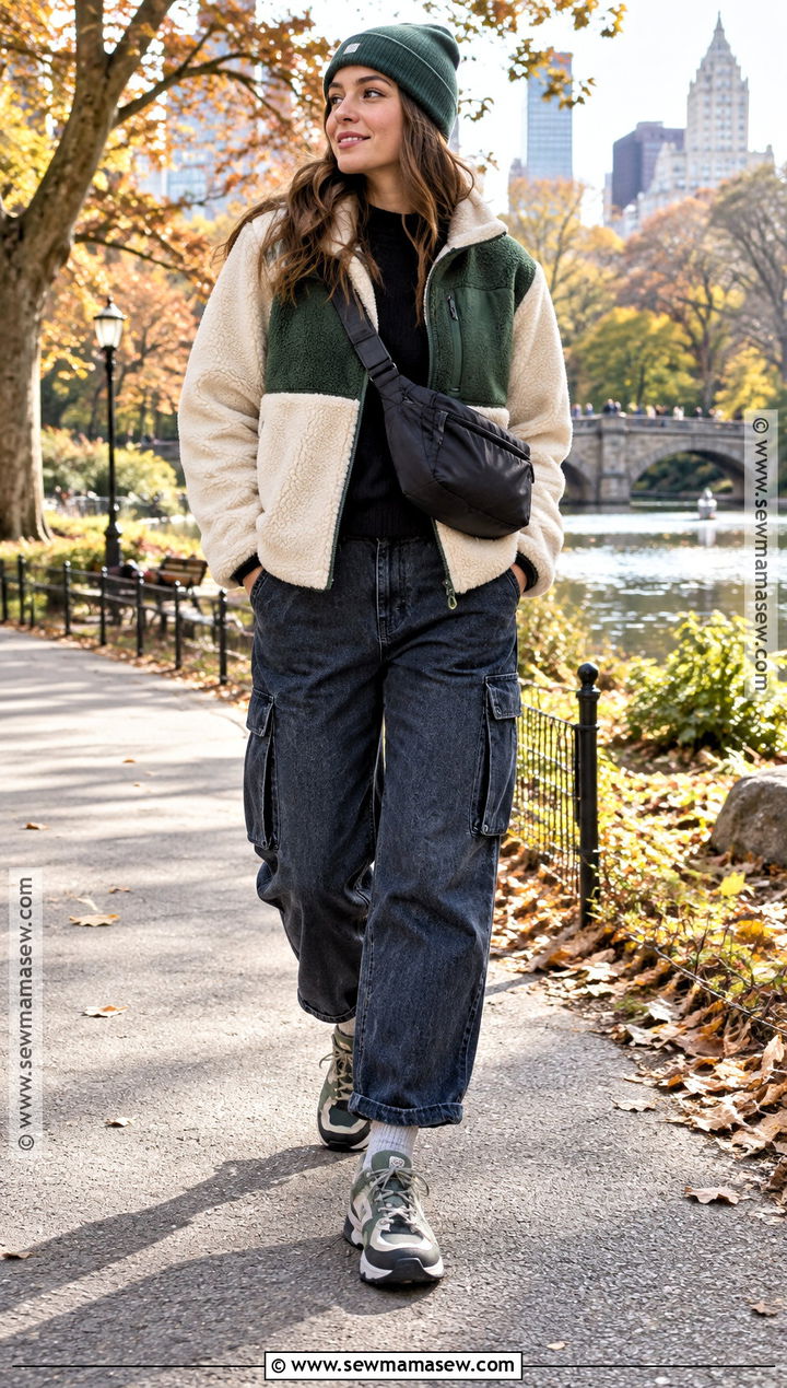 Fleece Jacket And Cargo Jeans Outfit - 25 autumn outfits streetwear