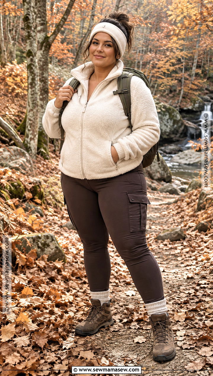Fleece Jacket And Cargo Leggings Outfit - 20 Hiking Outfit Autumn Ideas for Women