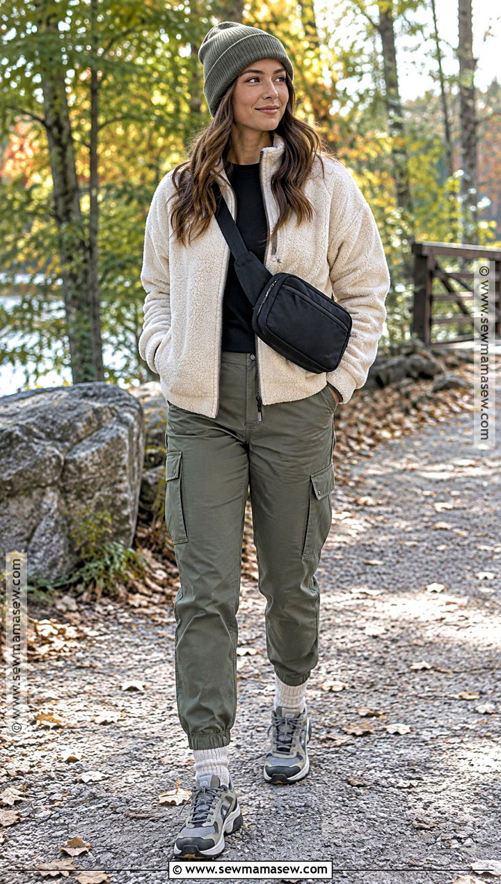 Fleece Jacket And Cargo Pants Fall Outfit - 25 cozy fall fits