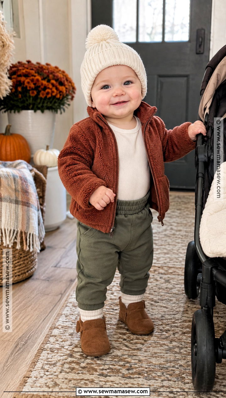 Fleece Jacket And Cotton Pants Fall Baby Outfit - 20 fall baby outfits