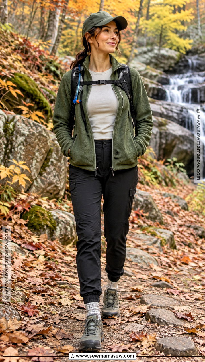 Fleece Jacket And Hiking Joggers Outfit - 15 womens fall hiking outfits