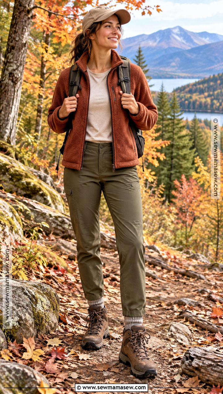 Fleece Jacket And Hiking Pants Fall Mountain Outfit - 20 Hiking Outfit Fall Mountain Ideas