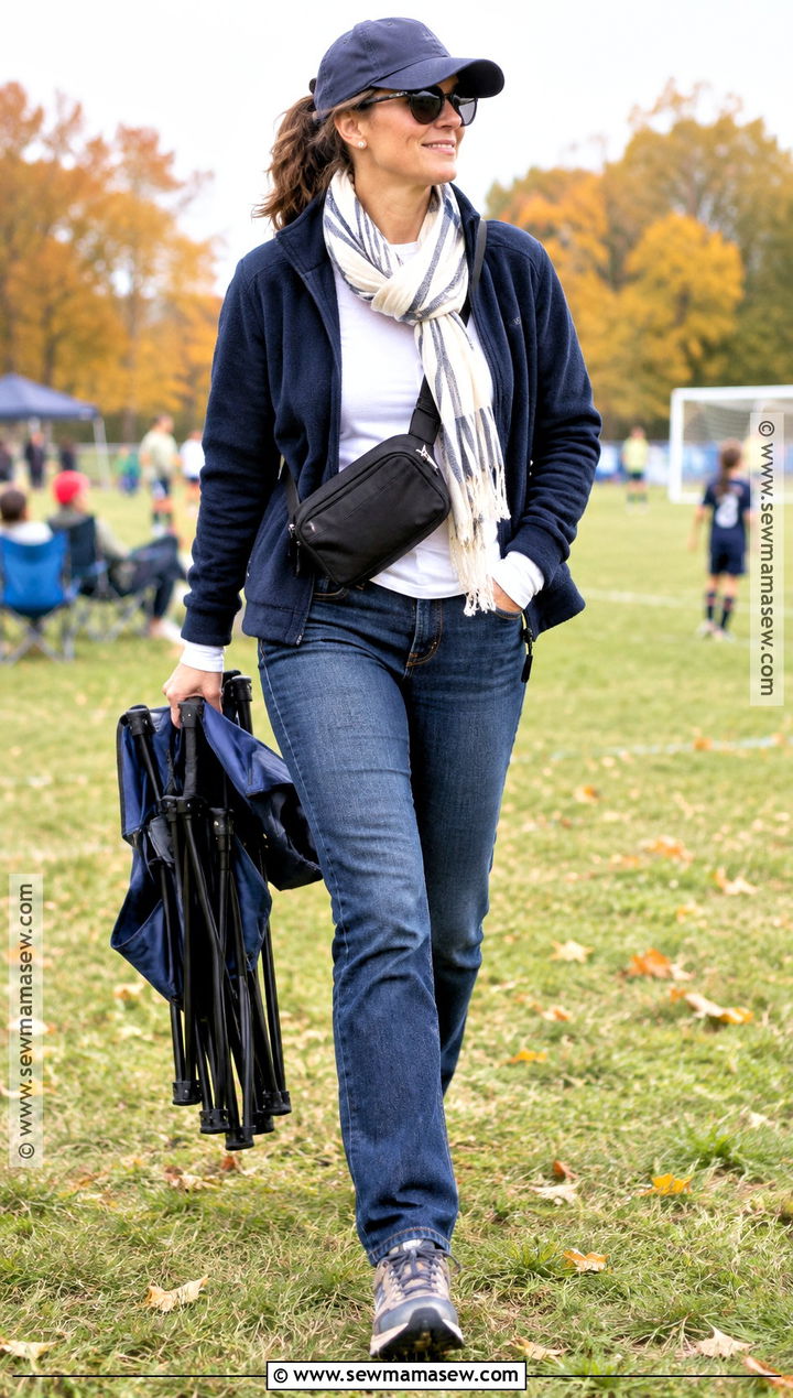 Fleece Jacket And Jeans Soccer Mom Outfit - 15 soccer mom outfits fall