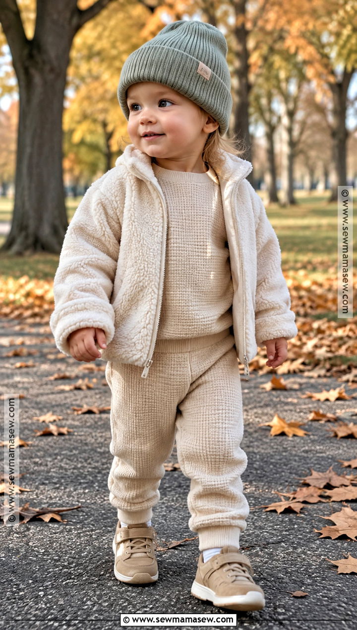 Fleece Jacket And Waffle Knit Set Baby Fall Outfit - 20 baby fall outfits for girls