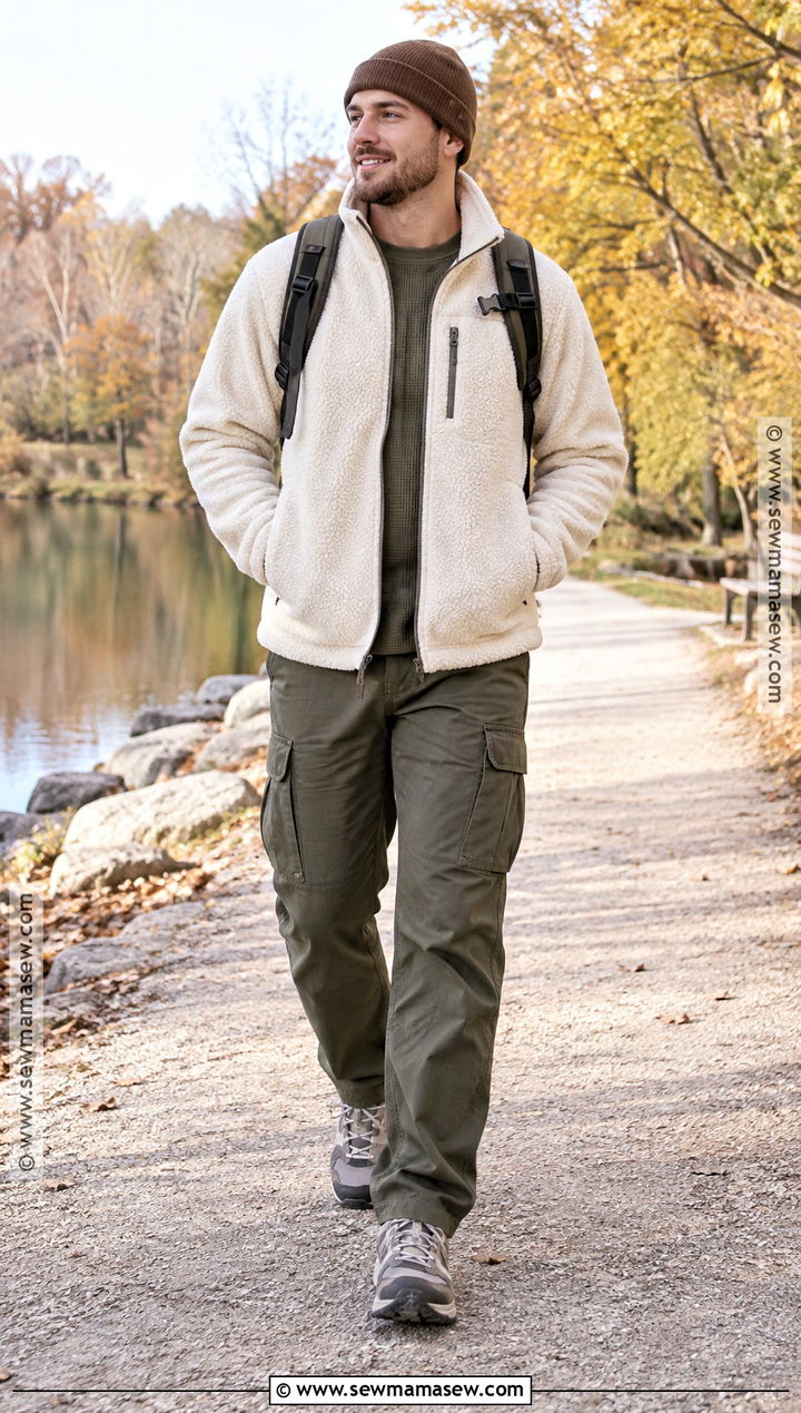 Fleece Jacket Autumn Outfit With Cargo Pants - 25 autumn outfits men casual