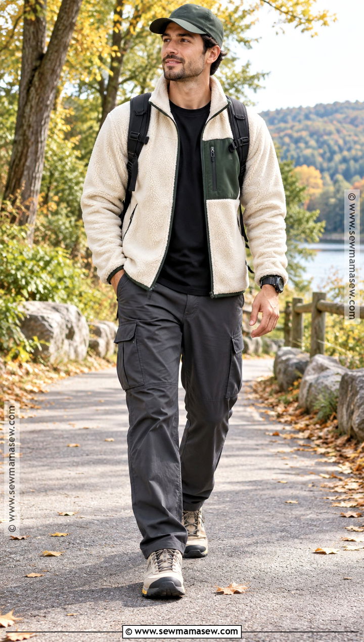 Fleece Jacket Cargo Pants And Trail Sneakers Outfit - 20 men fall outfits casual street style