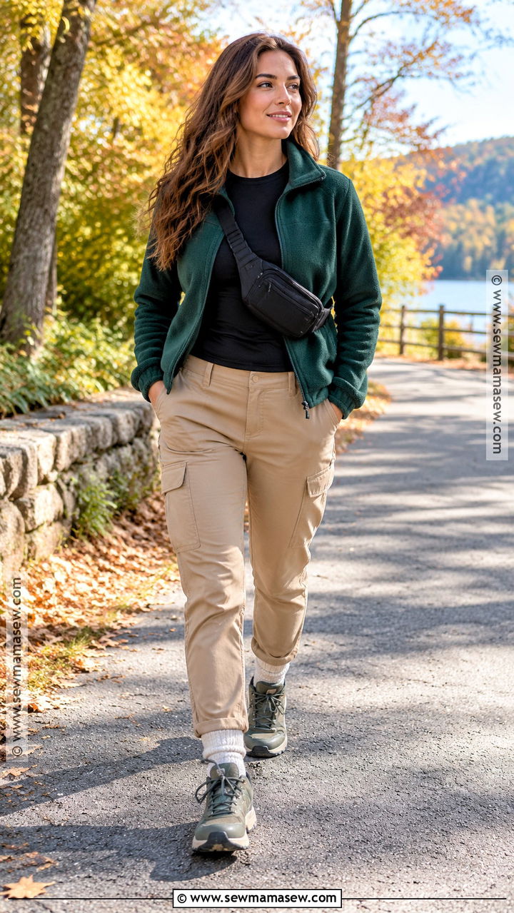 Fleece Jacket With Cargo Pants Fall Outfit - 20 Warmer Fall Outfits