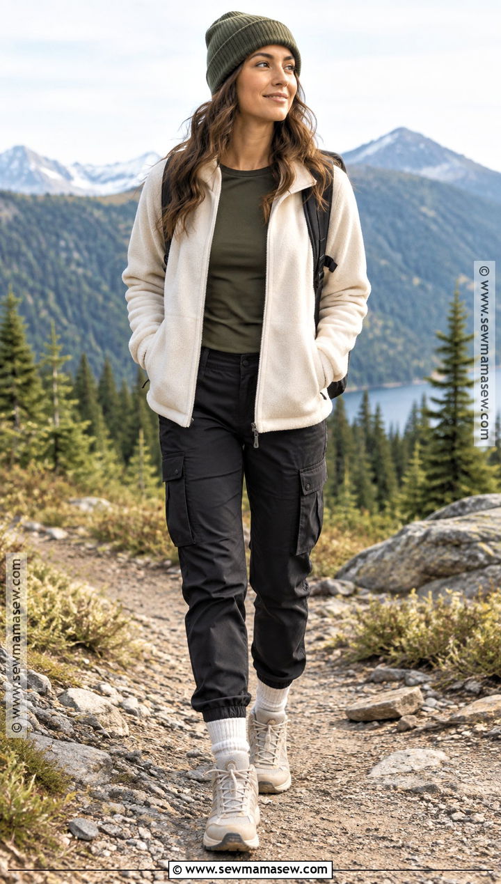 Fleece Jacket and Cargo Pants Fall Outfit - 25 cute warm fall outfits