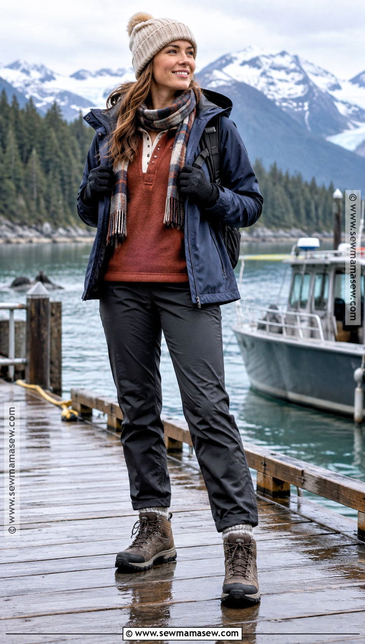 Fleece Pullover And Waterproof Jeans Alaskan Cruise Outfit - 15 Alaskan Cruise Outfits October
