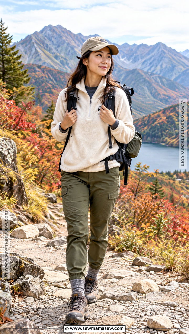 Fleece Pullover Hiking Pants And Trail Shoes Japan Autumn Outfit - 20 japan travel outfit autumn ideas