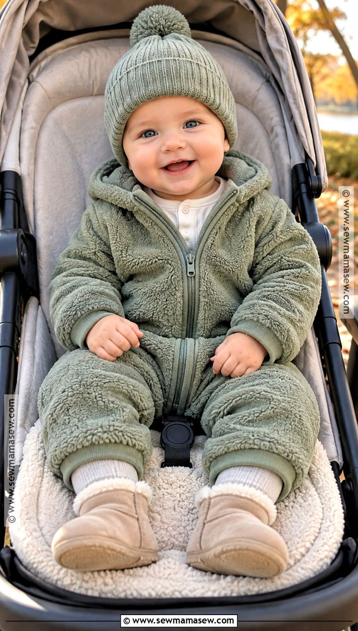 Fleece Romper And Beanie Fall Baby Outfit - 15 Cozy Fall Baby Outfits
