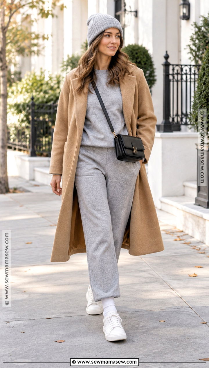 Fleece Sweatshirt And Sweatpants Set - 15 cozy fall outfit set ideas
