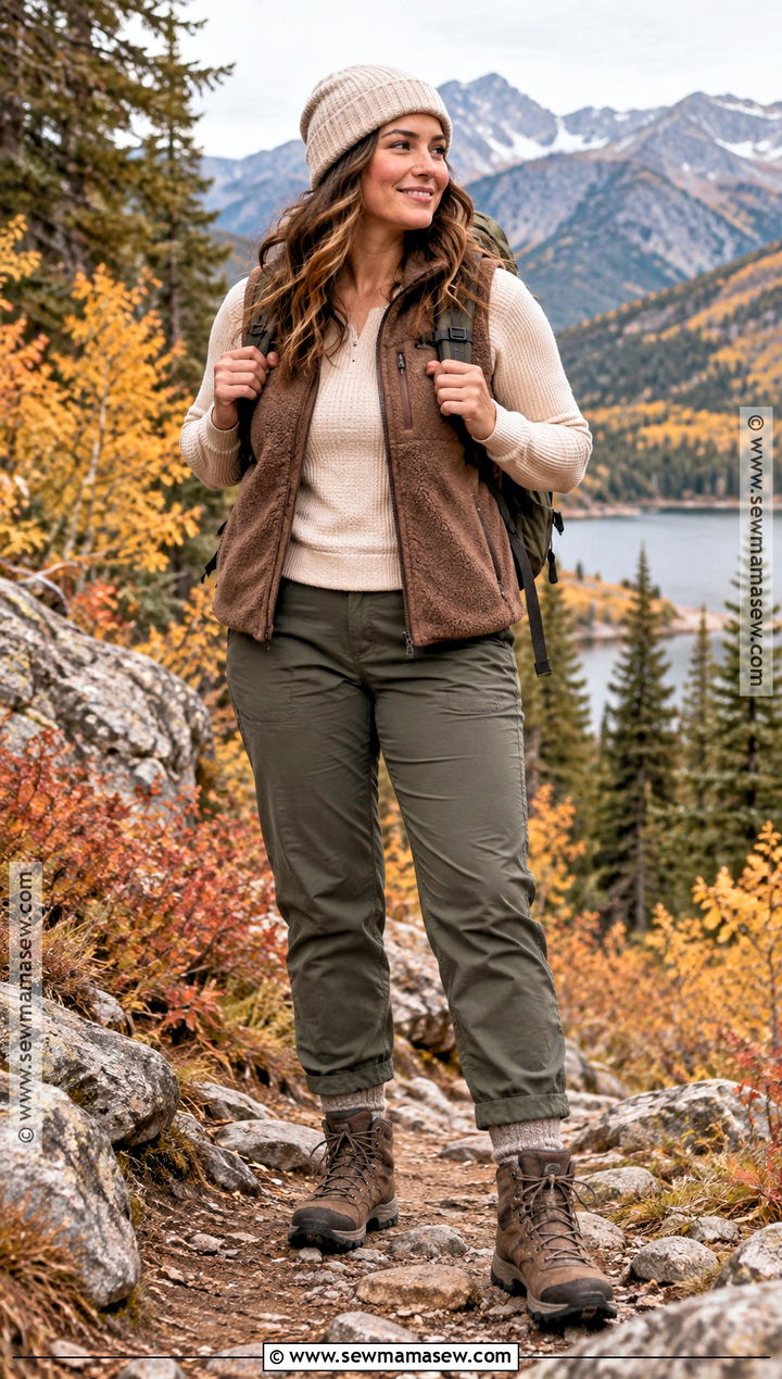 Fleece Vest And Thermal Top Fall Mountain Outfit - 20 Hiking Outfit Fall Mountain Ideas