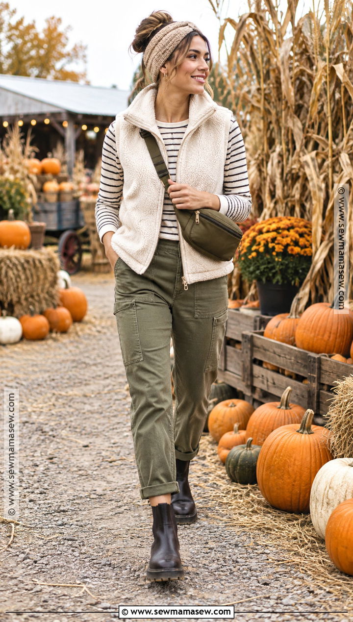 Fleece Vest And Thermal Top Pumpkin Patch Outfit - 20 warm pumpkin patch outfit ideas