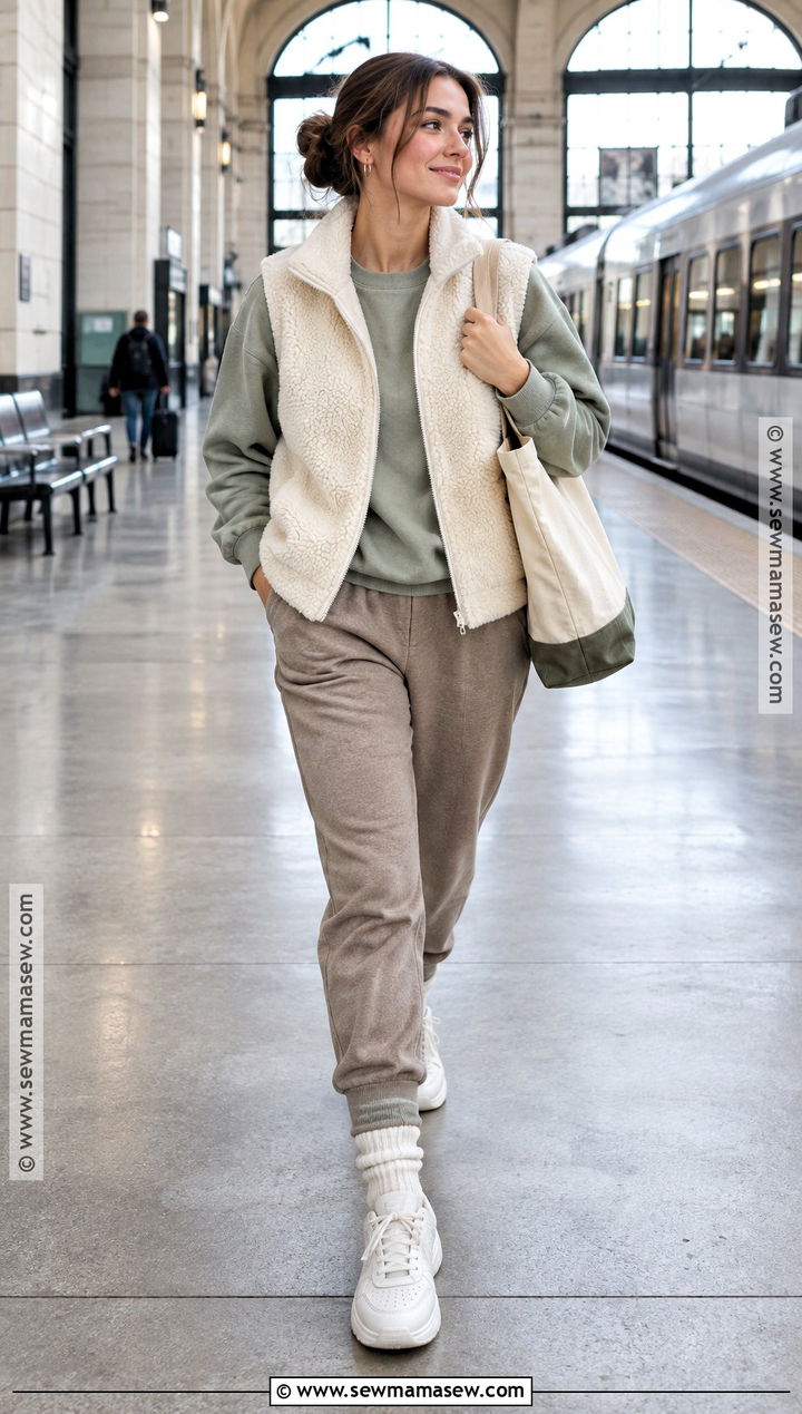 Fleece Vest With Joggers - 15 Cute Fall Outfits With Vest