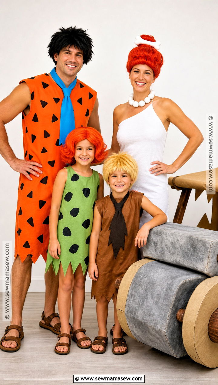 Flintstones Family Costume - 40 family halloween costumes for 4