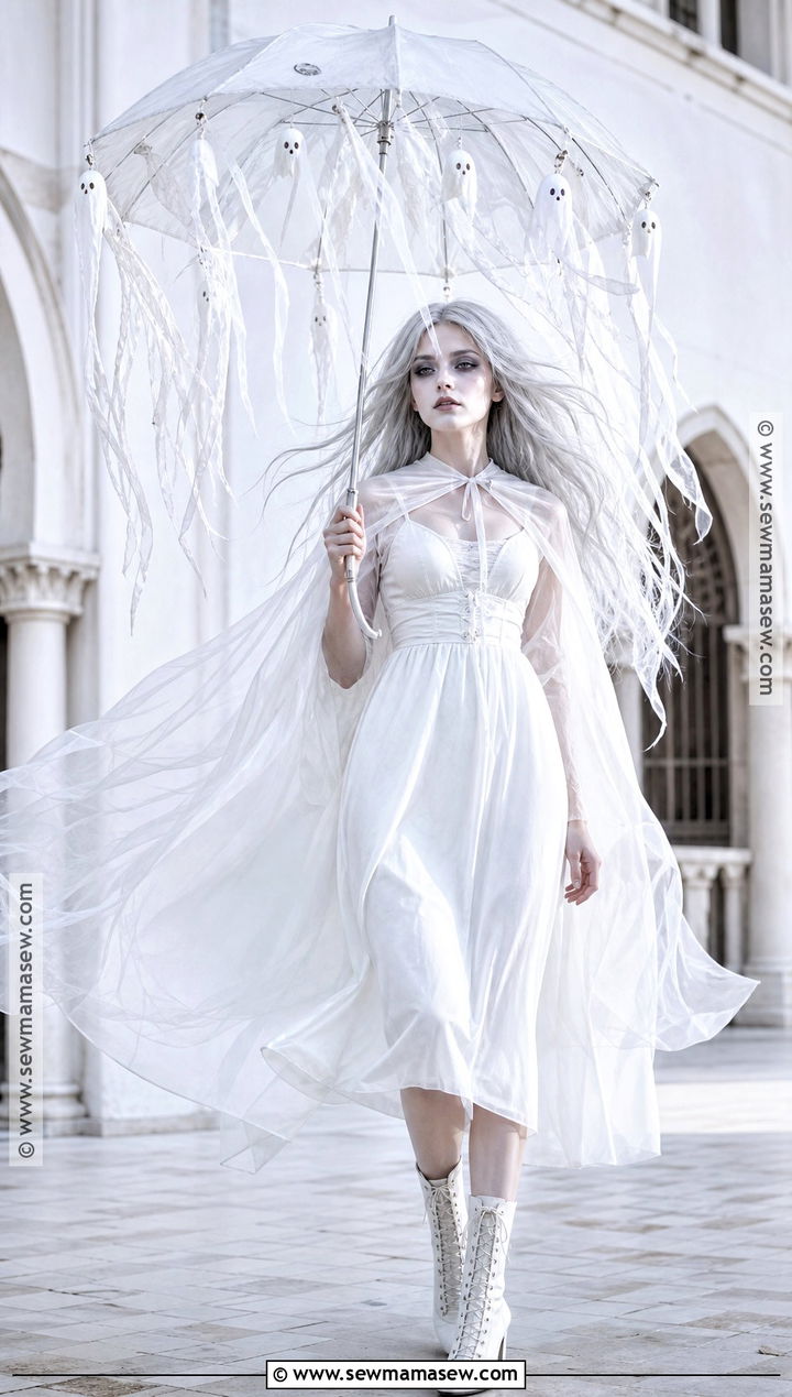 Floating Ghost Costume With White Umbrella - 30 Halloween Costumes Ghost