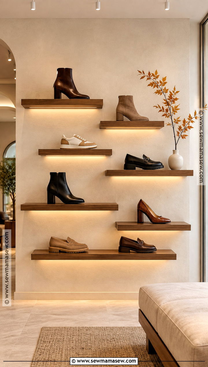 Floating Shelf Fall Shoe Display - 15 Fall Shoe Collection Display Ideas